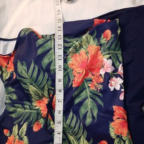 NWT TANKINI BOY SHORT REMOVABLE PADDING ADJUSTABLE DRAWSTRING NECKLINE - Picture 9 of 9